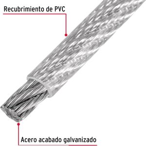 Piola Cable De Acero Galvanizado 2 A 3 Mm Forrado Pvc 6x7xfc - Imagen 2