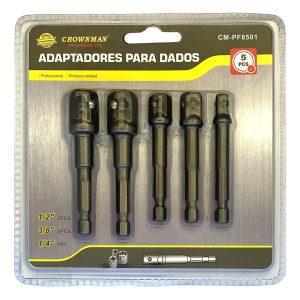 Juego 5 Adaptadores Para Dados Cuadrante 1/2 - 3/8 - 1/4 - Imagen 1