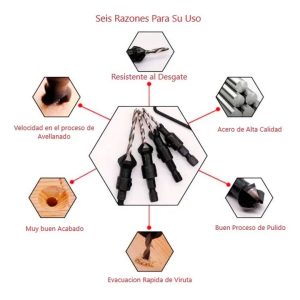 Pack / Set 4 Brocas Piloto Avellanador + Llave Allen Kamasa - Imagen 4