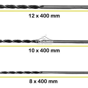 3 Brocas Extra Largas Avellanadoras 8-10-12x400mm Akilda - Imagen 2