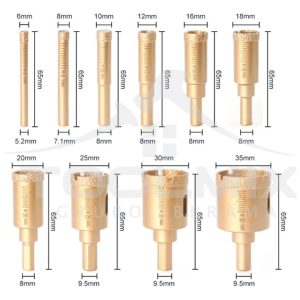 Set 10 Brocas Copa Sierra Cerámica Mármol Vidrio Diamantadas - Imagen 2