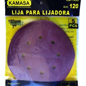 5 Lija Pulir 7´´/180mm Con Velcro Grano P120 Esmeril/taladro - Imagen 2