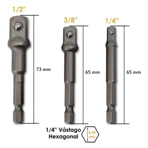 Juego 5 Adaptadores Para Dados Cuadrante 1/2 - 3/8 - 1/4 - Imagen 2