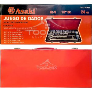 Juego De Dados 1/2'' Con Chicharra Barrotes Extensiones 24pc - Imagen 3