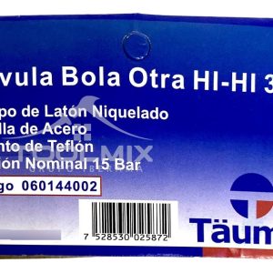 Llave Válvula Bola Paso  3/4 puLG Hi - Hi - Pn15 - Taumm - Imagen 3