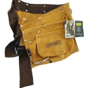 Coleto Carpintero Doble De Cuero Steeltools 14 Herramientas - Imagen 2