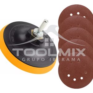 Disco Velcro Pulidor 7puLG Esmeril Taladro + 5 Lijas Makawa - Imagen 2