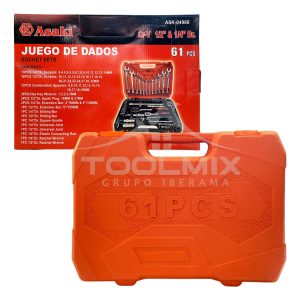 Juego Dados Con Llaves Y Chicharra 1/2'' Y 1/4'' 61pc Maleta - Imagen 4