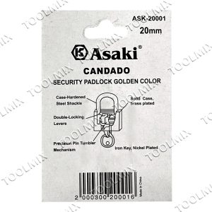 Pack 3 Candados De Seguridad 20mm Acero 2 Llaves Asaki - Imagen 3