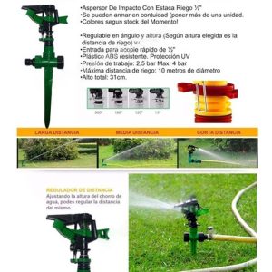 Aspersor De Impacto 1/2 Pulgada Plástico Con Estaca Kamasa - Imagen 4