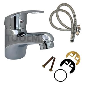 Kit Llave Monomando Lavamanos Lavatorio Cromada Y Accesorios - Imagen 2