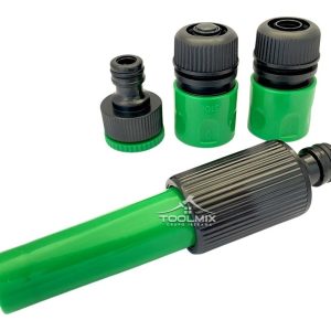 Set De Riego Pistola Pitón Con Acoples Rápidos Para Manguera - Imagen 1