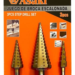 Juego / Set 3 Brocas Cónica Escalonada 4 Mm A 32 Mm Asaki - Imagen 1