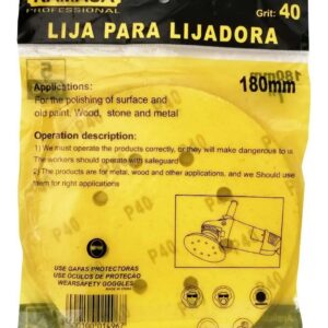 5 Lija Pulir 7´´/180mm Con Velcro Grano P40 Esmeril/taladro - Imagen 3