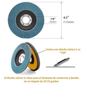 10 Disco Flap Lija Traslapado Madera Hierro Grano 80 4.5puLG - Imagen 4