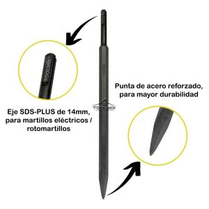 Cincel Punta 300 X 14 X 3.2mm Sds-plus Para Rotomartillo - Imagen 2