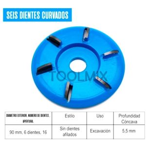 Disco De Desbaste Para Tallado De Madera 6 Dientes 3.5puLG - Imagen 3