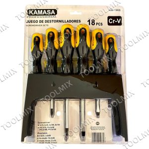 Juego Destornillador Cruz / Paleta 18 Piezas Con Imán Kamasa - Imagen 3