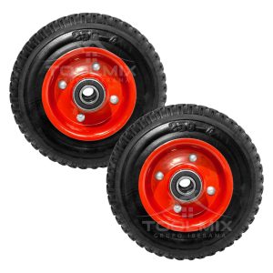 Pack 2 Ruedas Macizas Reforzadas Yegua O Carro 8'' Eje 17mm - Imagen 2