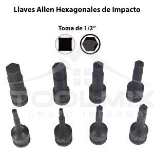 Set 10 Dados Impacto Puntas Hexagonales Allen Cuadrante 1/2 - Imagen 3
