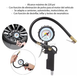Pistola Inflador Aire Con Manómetro Accesorio Compresor Aire - Imagen 3